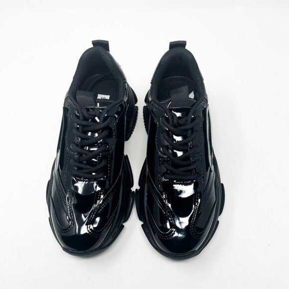 BRAND NEW IN BOX Steve Madden Possession Sneaker Black Patent Black - Picture 5 of 16